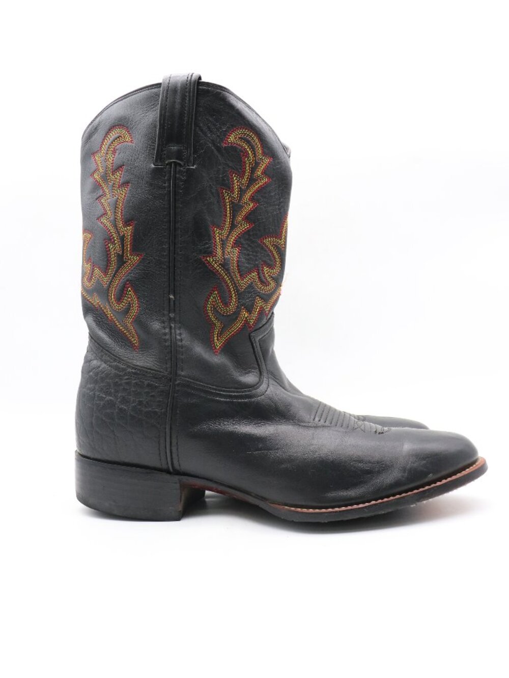 Double H Men's Size 10 D Western Black Leather Pull Boots